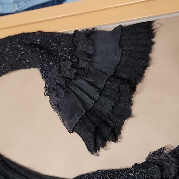 Cecico Size M Black Victorian Crochet Cardigan Gothic Steampunk Knit Sweater - Picture 12 of 16